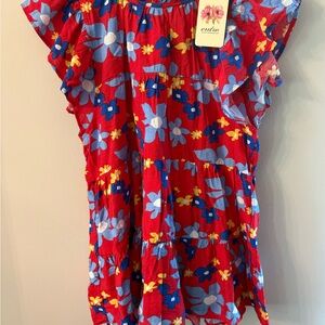 Entro Red and Blue Ruffled Blouse NWT